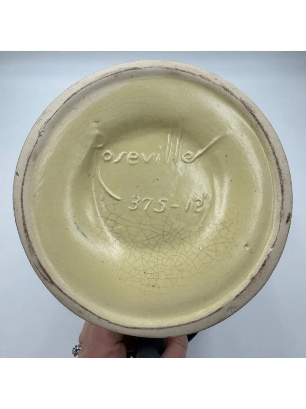 Vintage Oroville 375-12 Ceramic Art Pottery Basket Vase Mid Century Blue Green